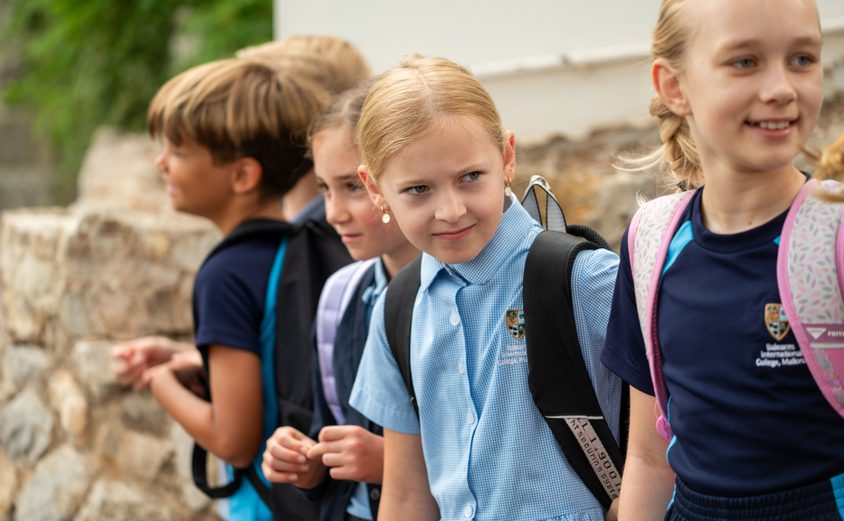 FRS 1987 children waiting to enter the school