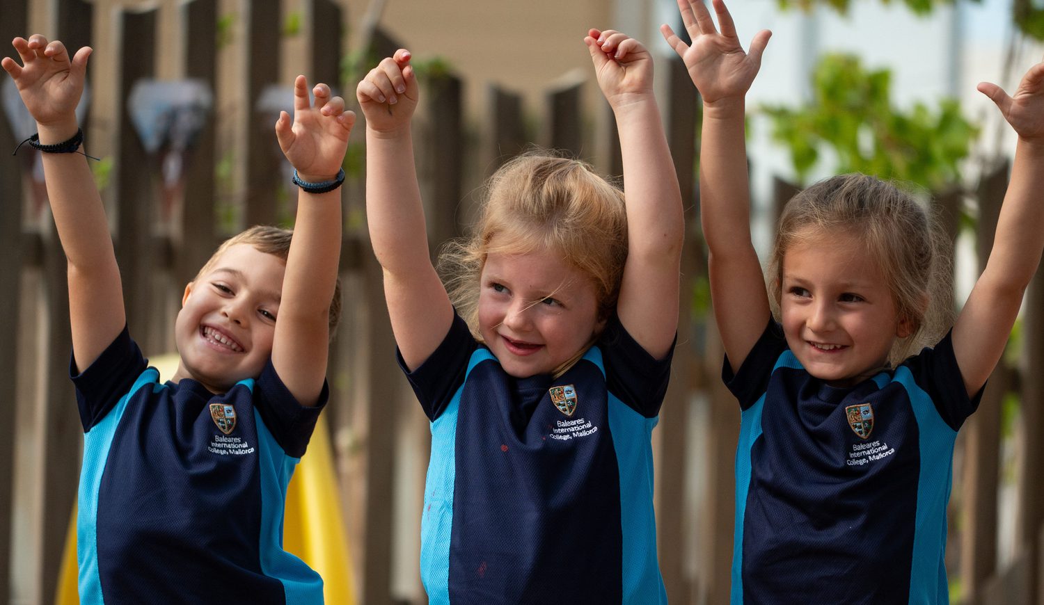 The children are playing and getting ready to greet their guests.