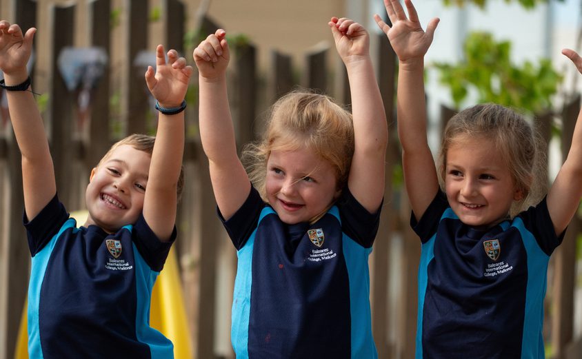 The children are playing and getting ready to greet their guests.