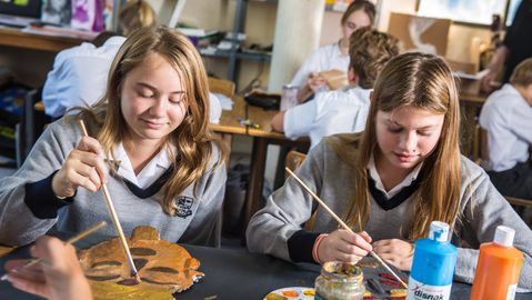Students painting